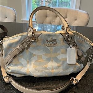 Coach Tan and Cream Satchel Bag